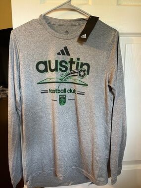 NWT- adidas Gray Austin Football Club Long-Sleeve Tee with Green Accents